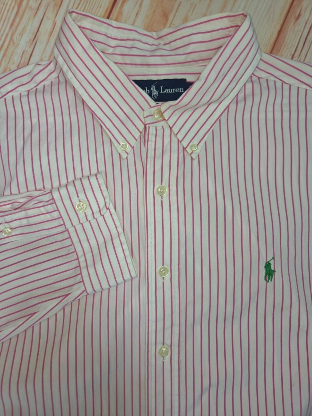 Ralph Lauren Mens Classic Fit Pink Striped Shirt XXL